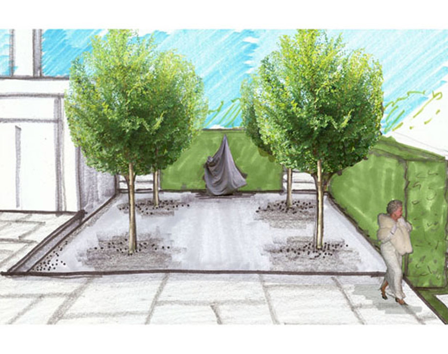 Courtyard Sketch with Queen Elizabeth